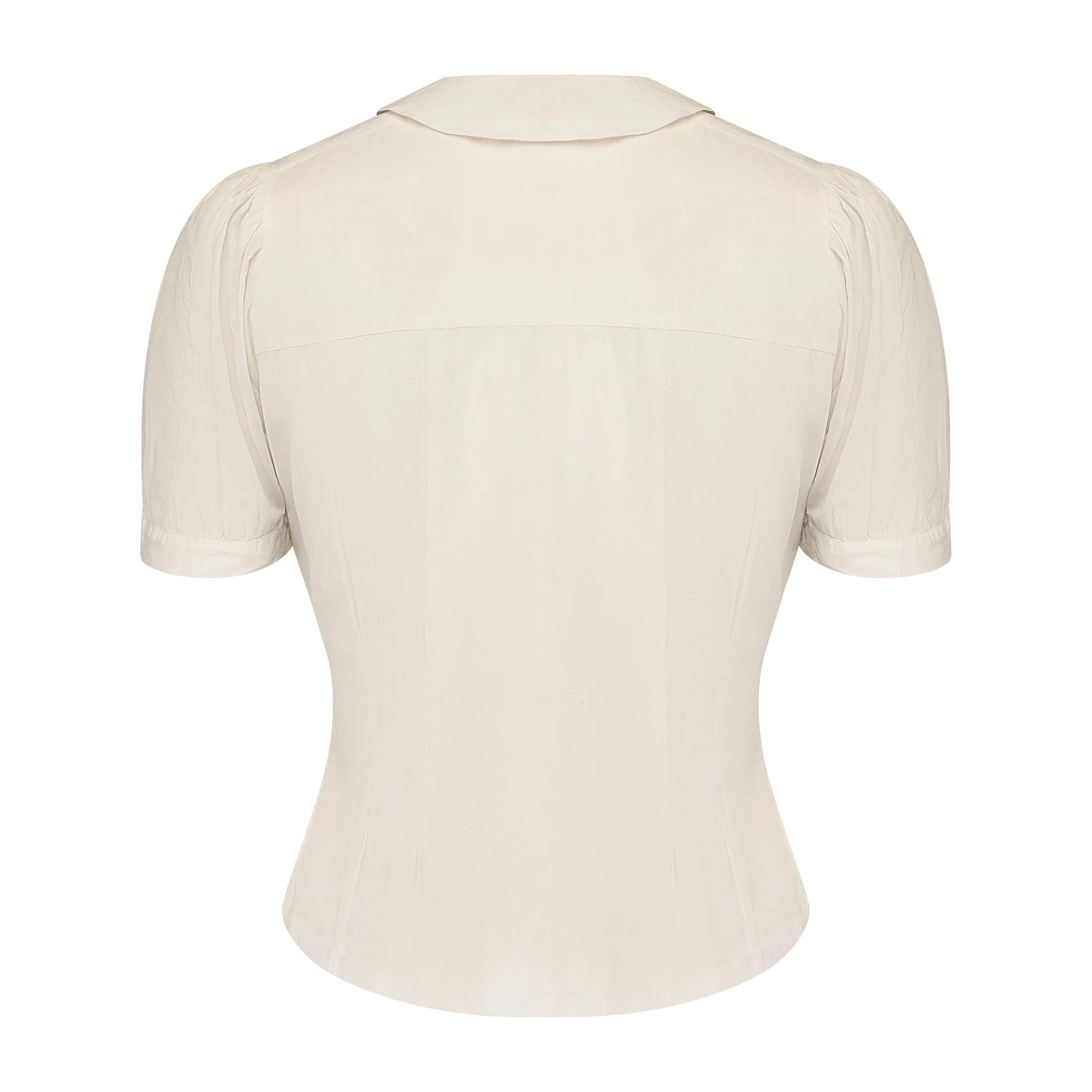 1930s White Cotton Pin Tuck Blouse with Peter Pan Collar - Image 7