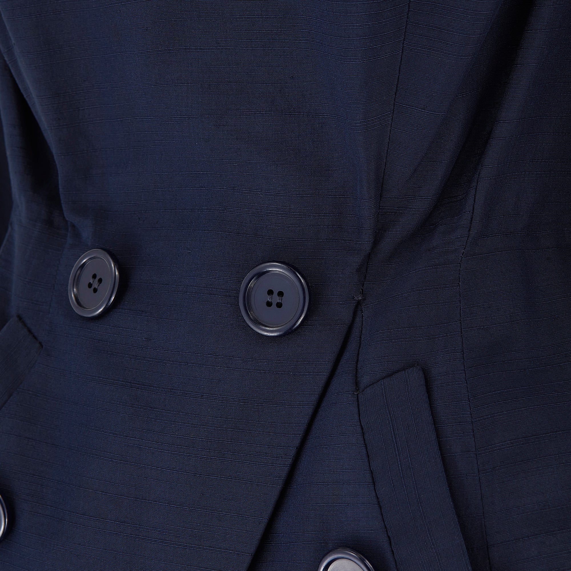 1950s Navy Silk Couture Bar Jacket with Button Pocket - Image 13