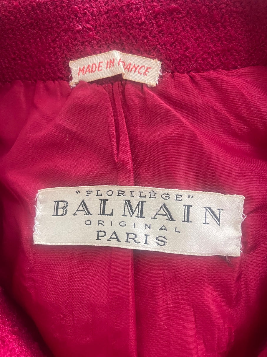 1960s Balmain Demi Couture Red Boucle Wool Coat - Image 15