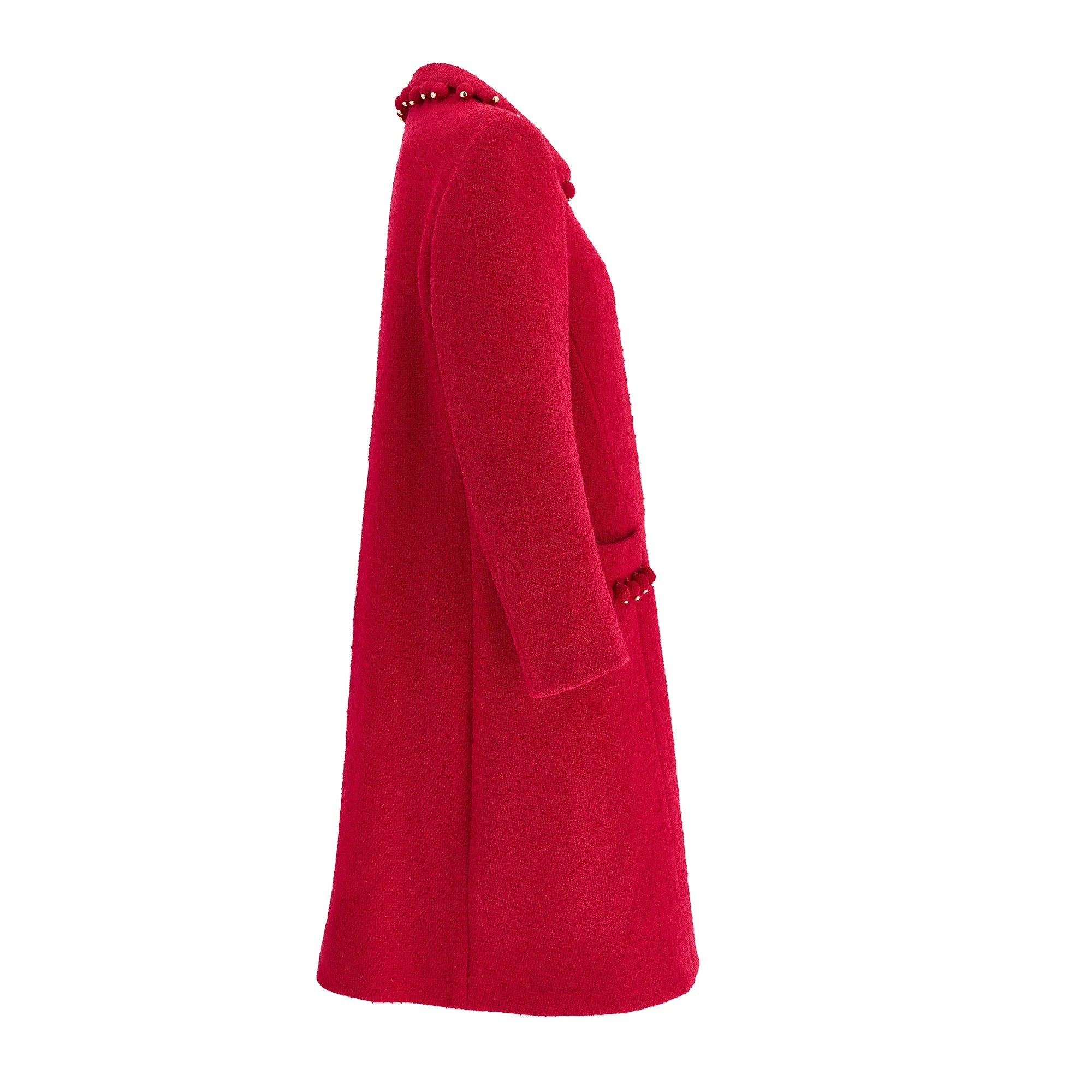 1960s Balmain Demi Couture Red Boucle Wool Coat - Image 26