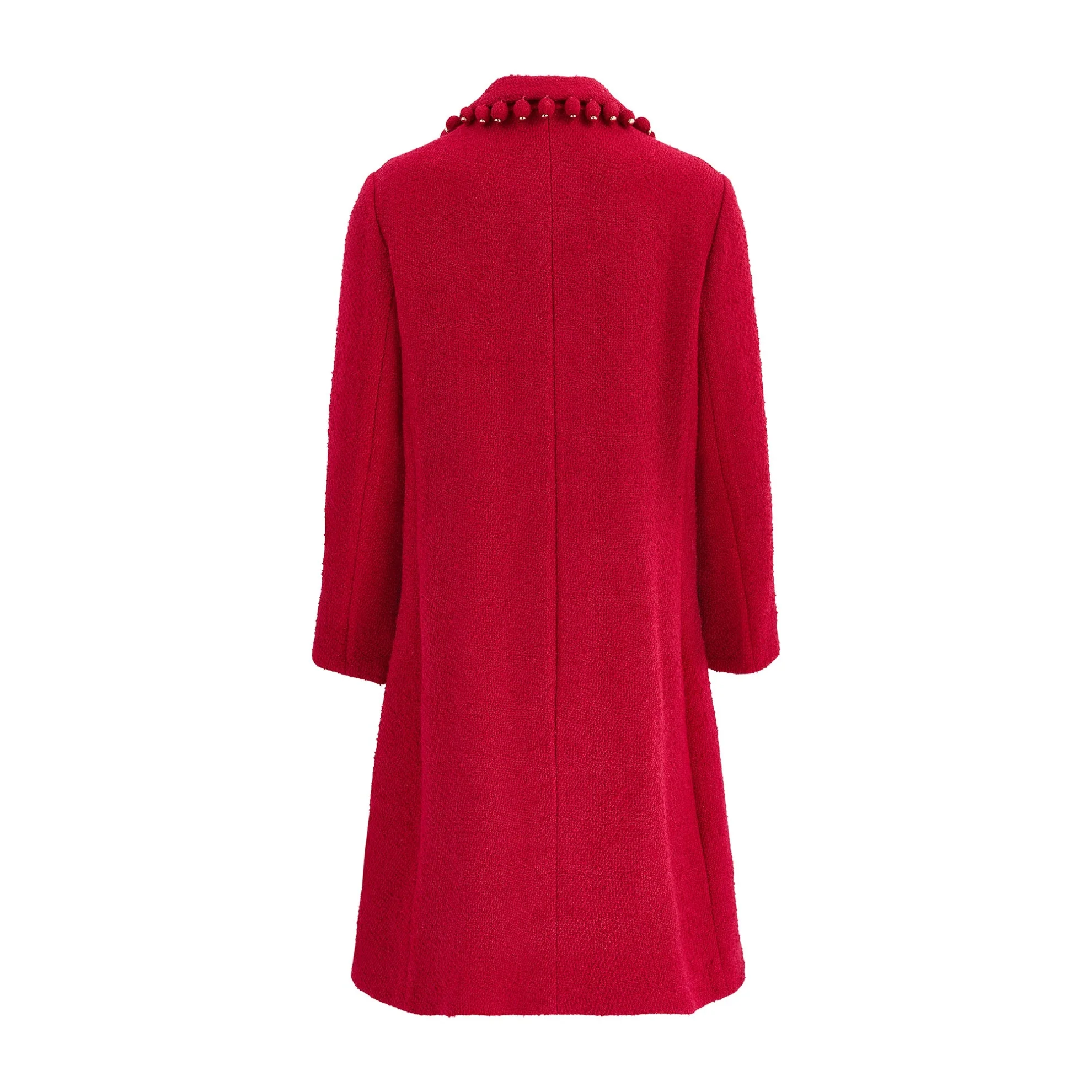 1960s Balmain Demi Couture Red Boucle Wool Coat - Image 3