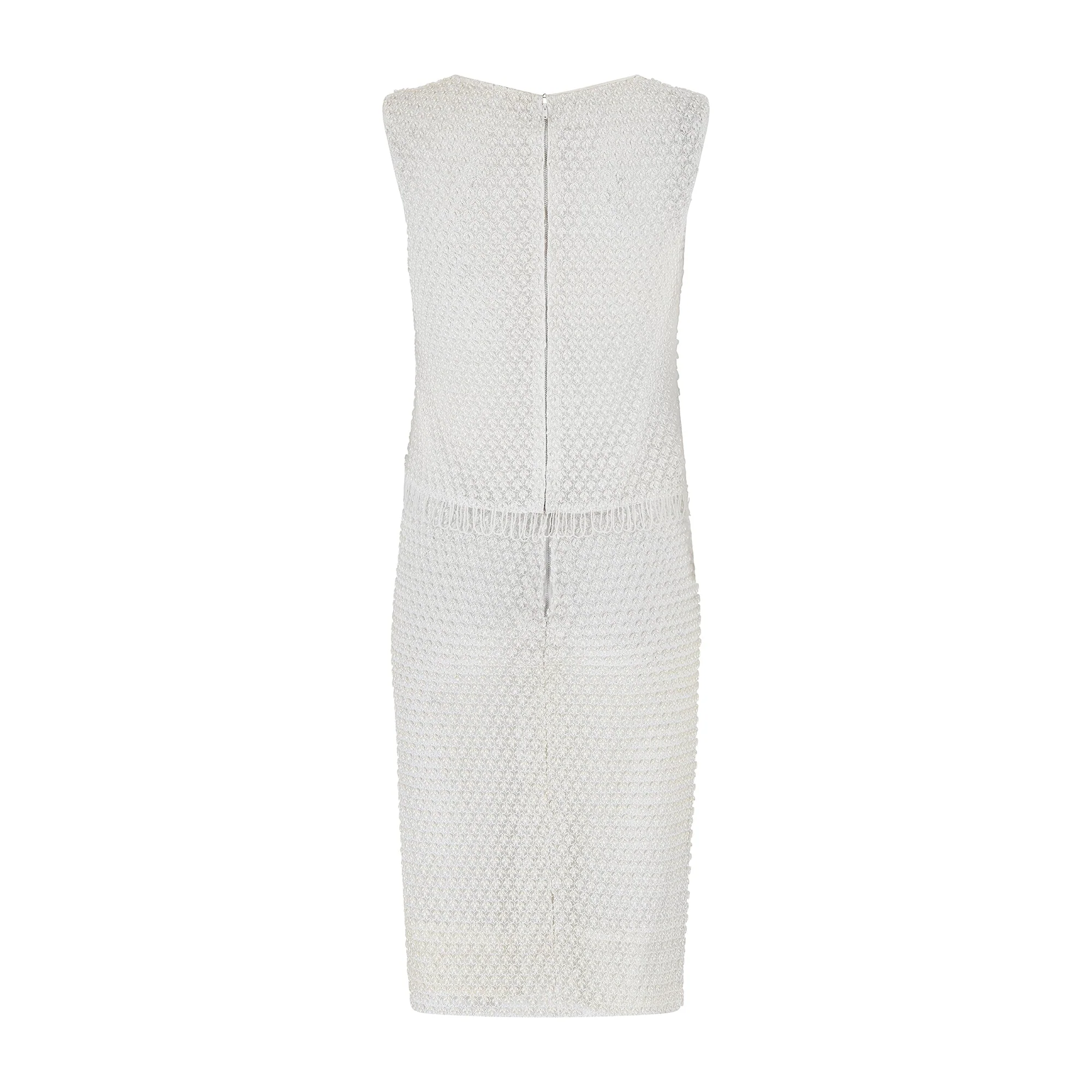 1960s De-Jans Pearl White Beaded Top and Skirt - Image 3