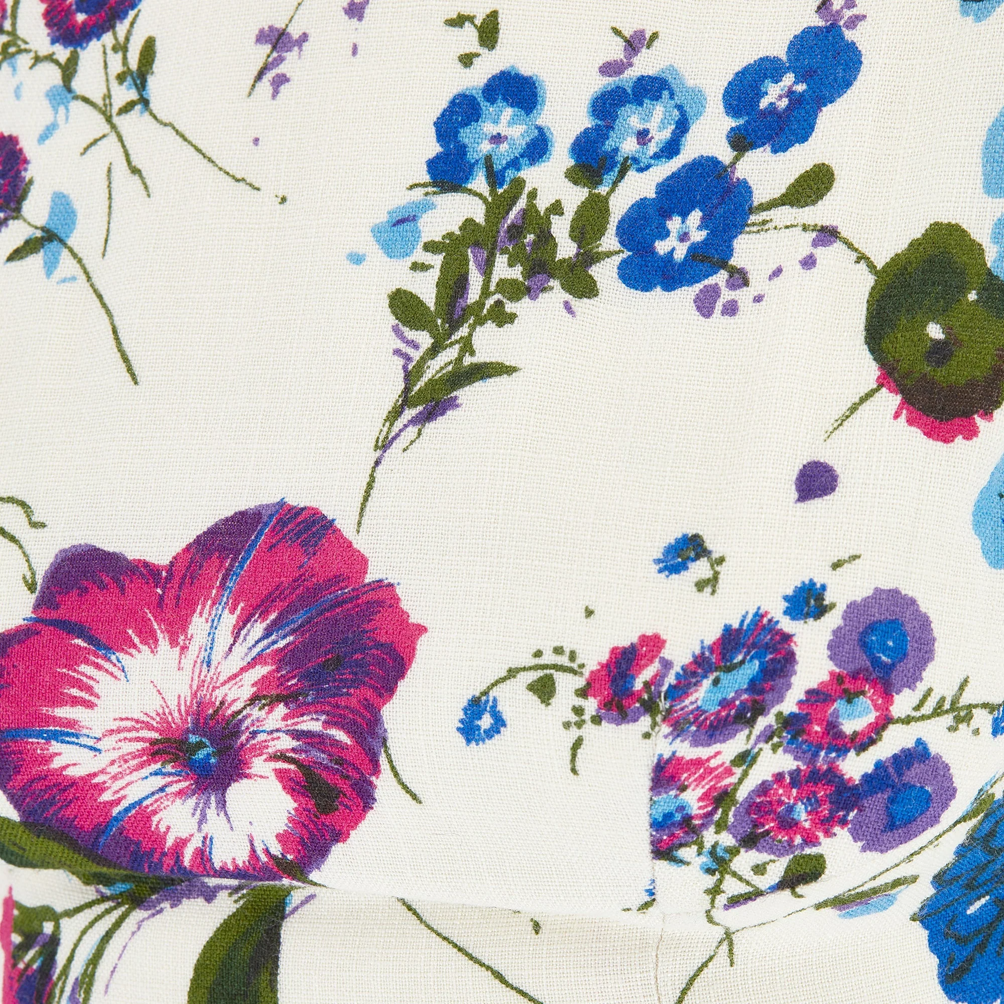 1960s Edward Abbott Cream Dress with Purple and Blue Florals - Image 9