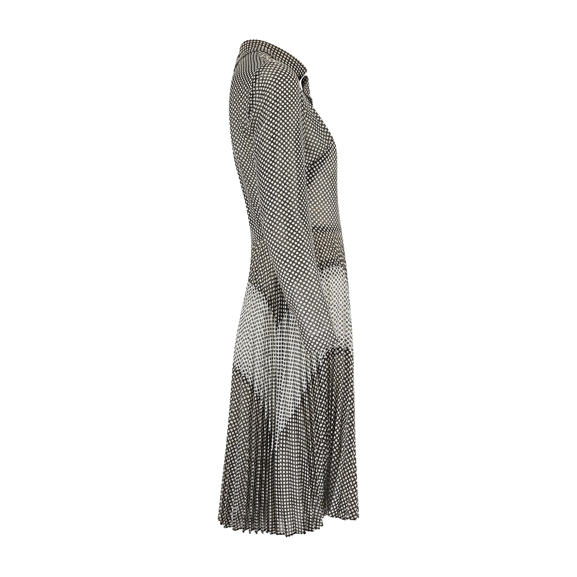 1970s Berkertex Cotton Monochrome Polka Dot Print Dress - Image 7