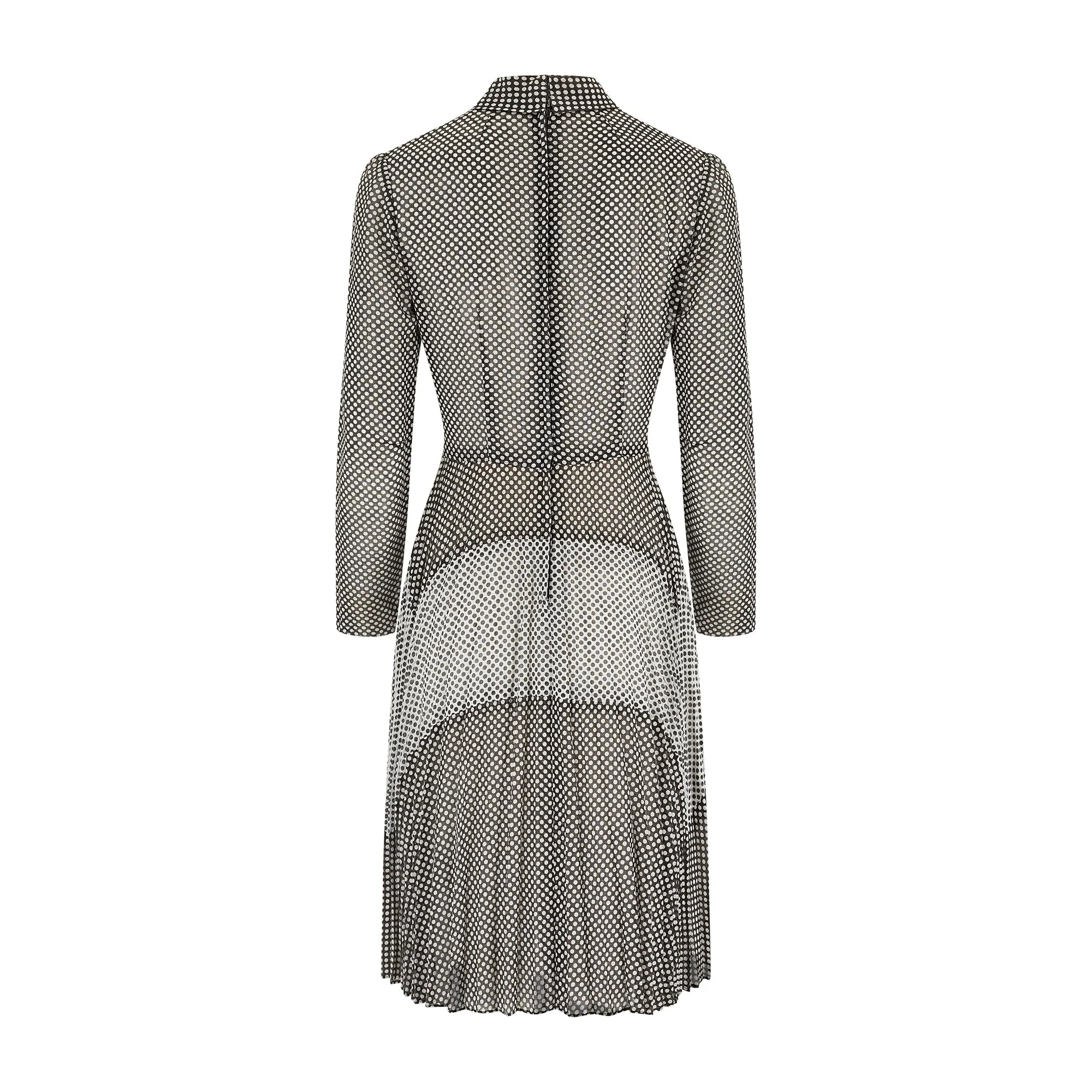 1970s Berkertex Cotton Monochrome Polka Dot Print Dress - Image 8