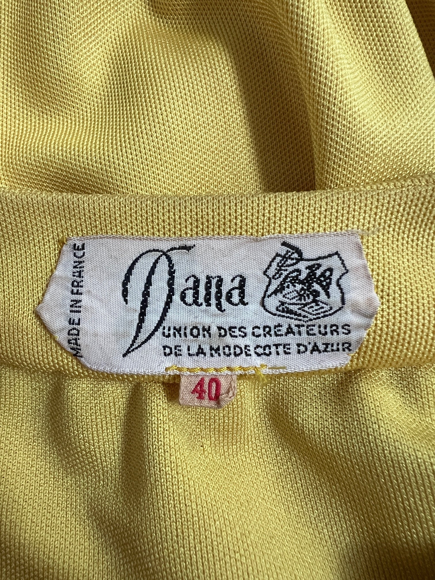 1970s Dana Yellow Jersey Crop Top and Trousers with Braid Detail - Image 14