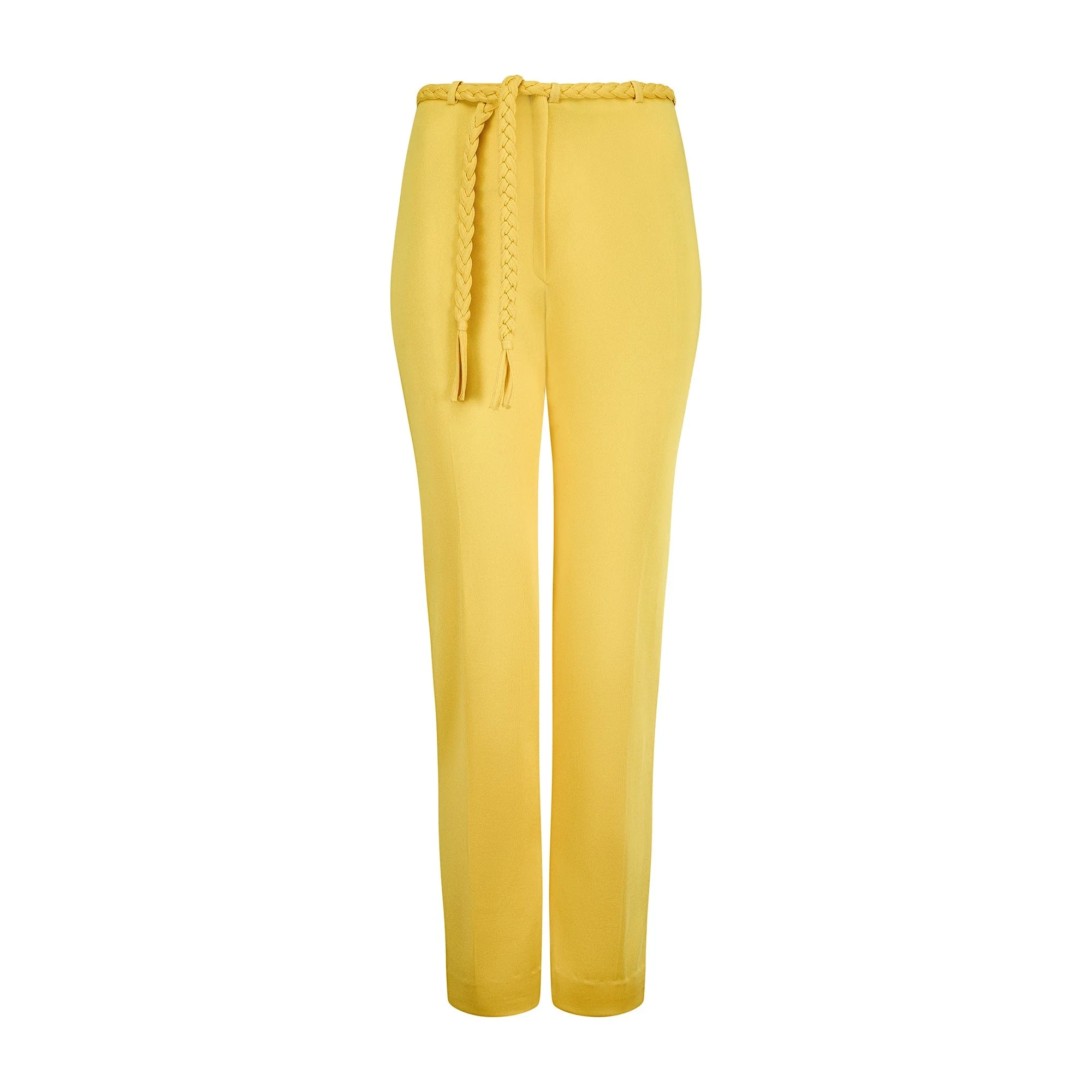1970s Dana Yellow Jersey Crop Top and Trousers with Braid Detail - Image 4