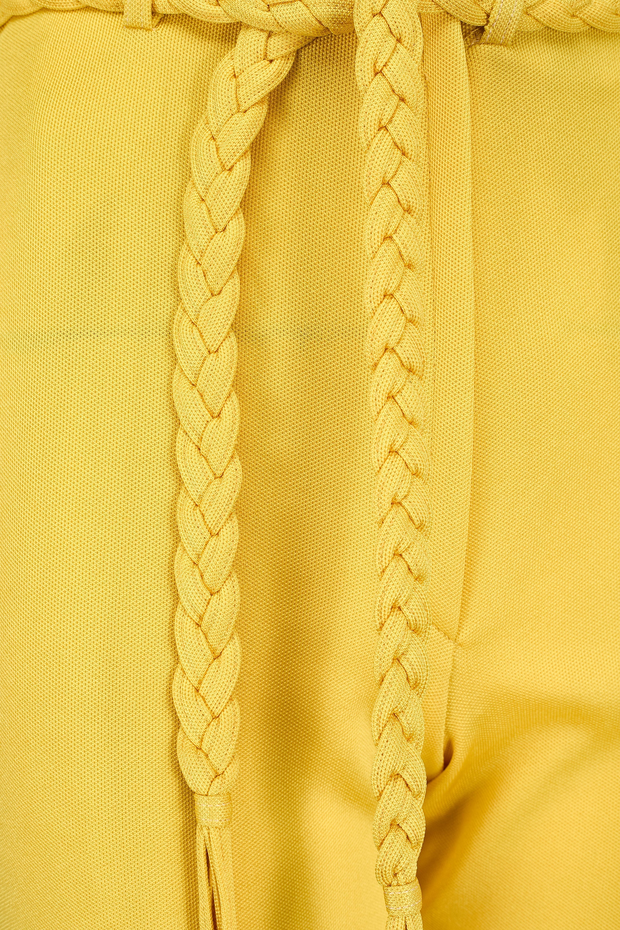 1970s Dana Yellow Jersey Crop Top and Trousers with Braid Detail - Image 6