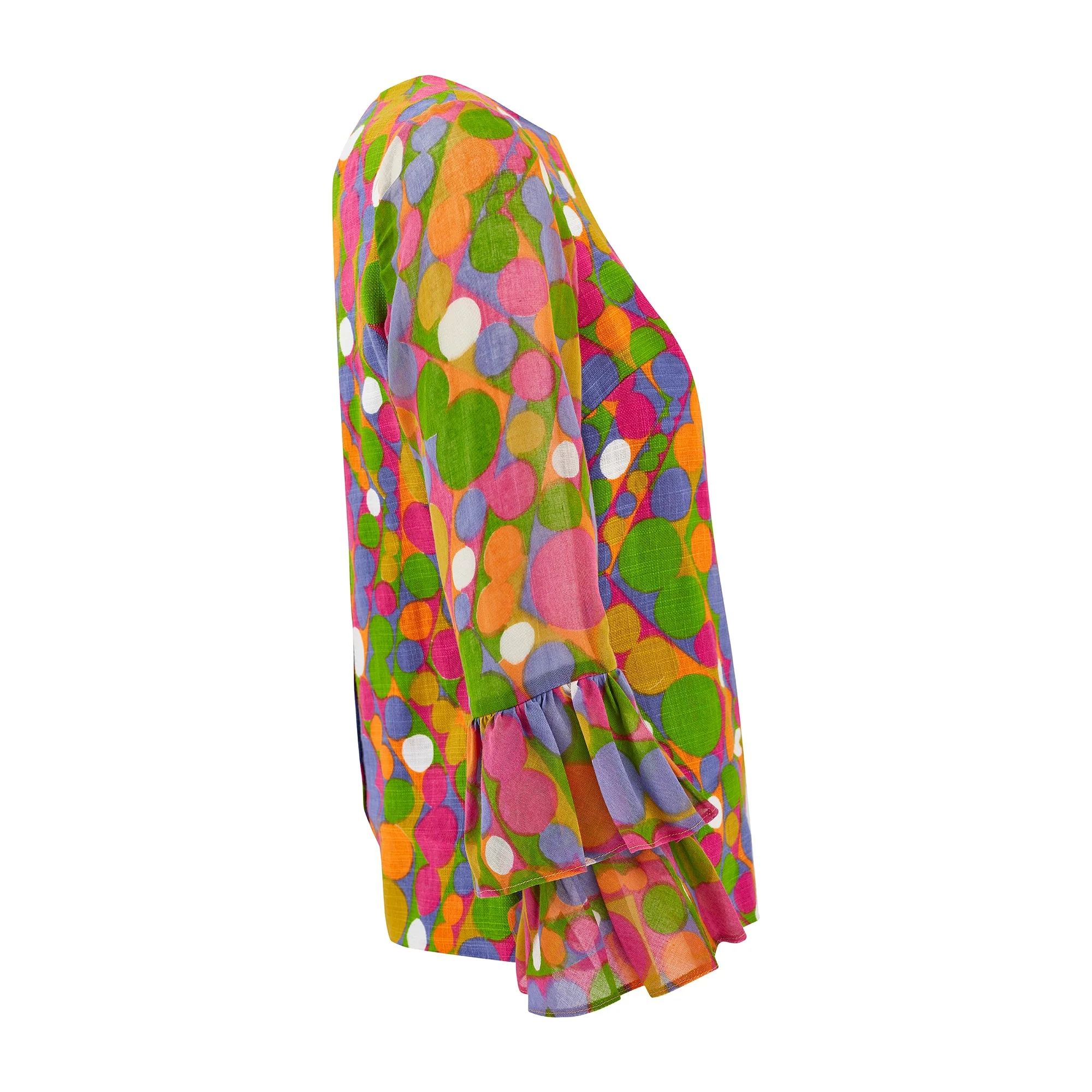 1970s Glen Sportique Polka Dot Print Linen Cotton Blouse - Image 10