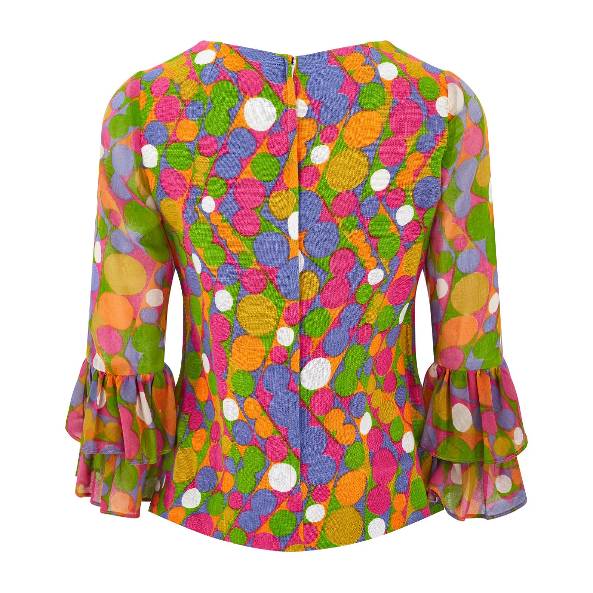 1970s Glen Sportique Polka Dot Print Linen Cotton Blouse - Image 11