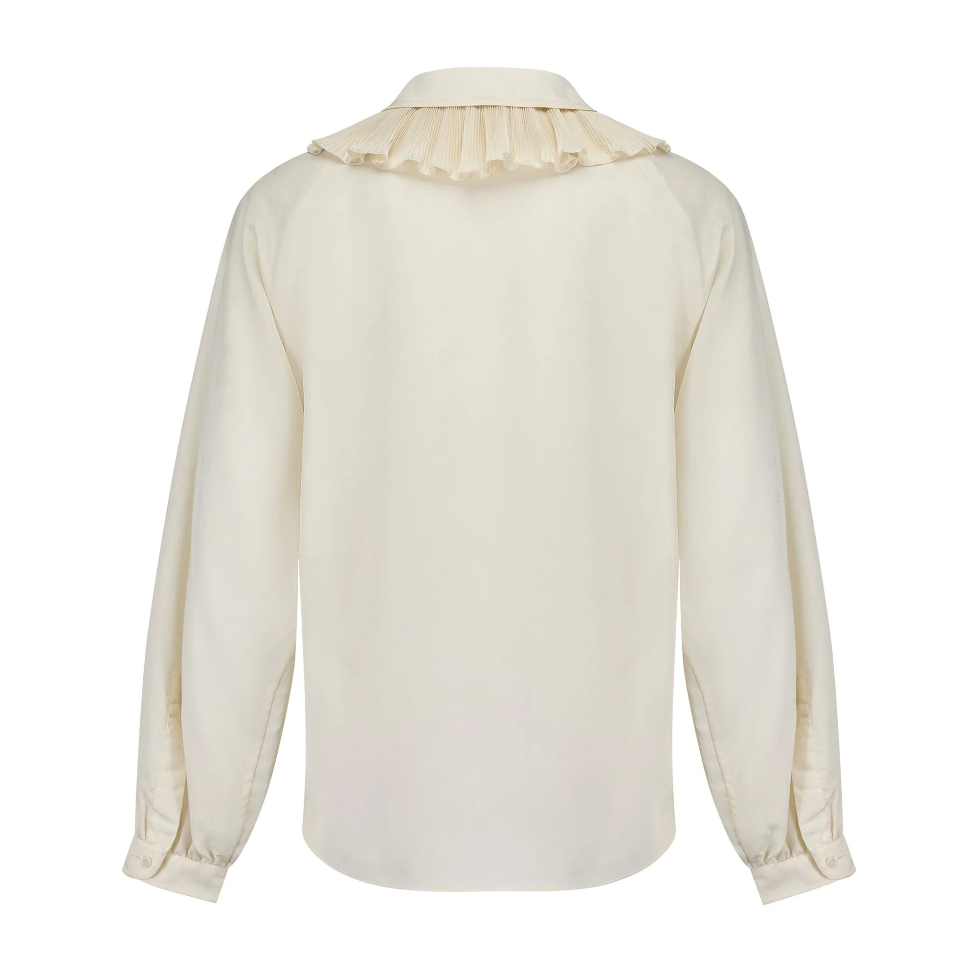 1970s Zandra Rhodes Cream Blouse with Removable Ruffle Collar - Image 19