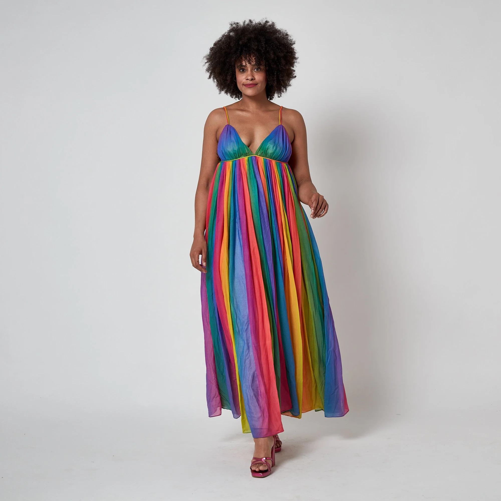 1974 Documented Jean Varon Rainbow Maxi Dress - Image 17