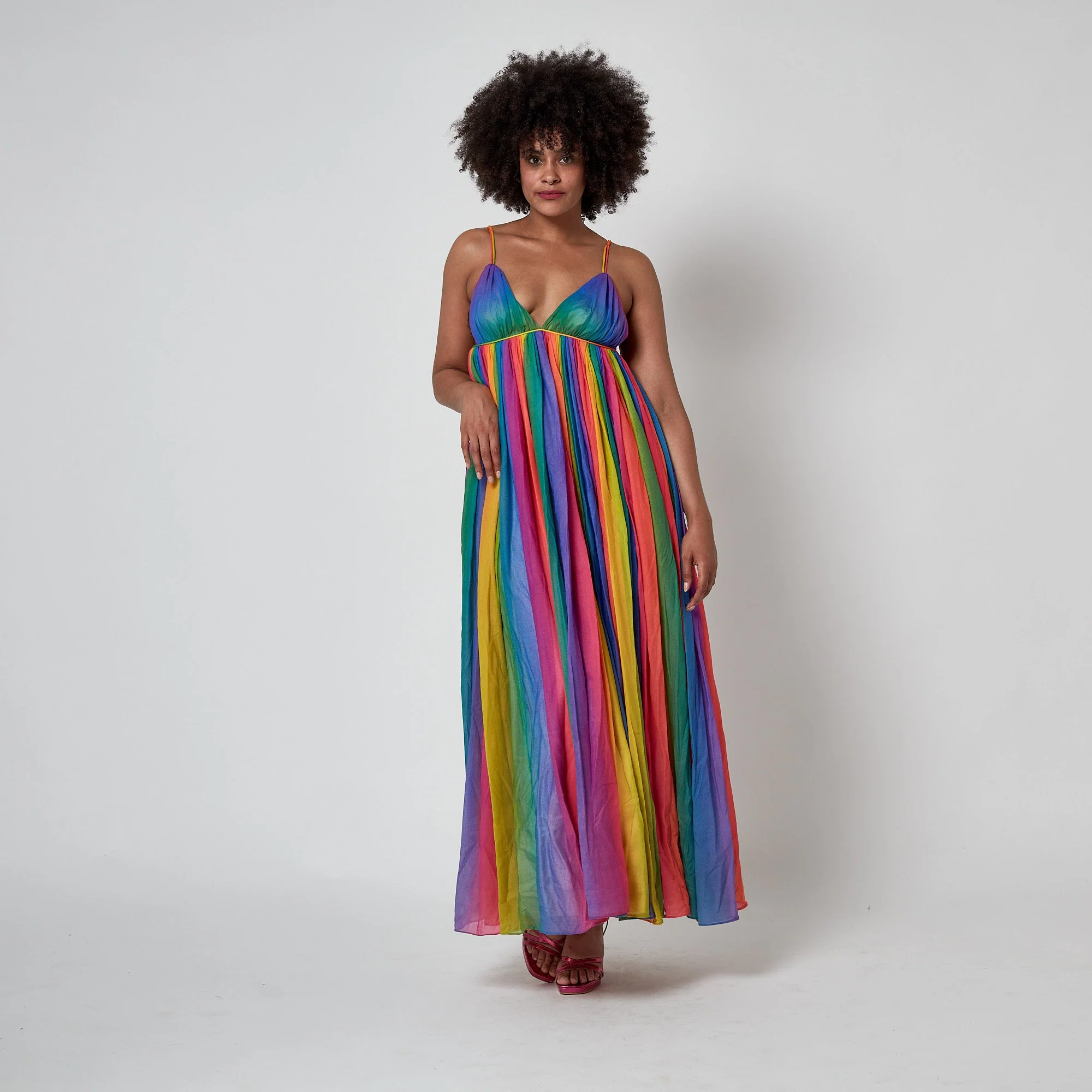 1974 Documented Jean Varon Rainbow Maxi Dress - Image 26