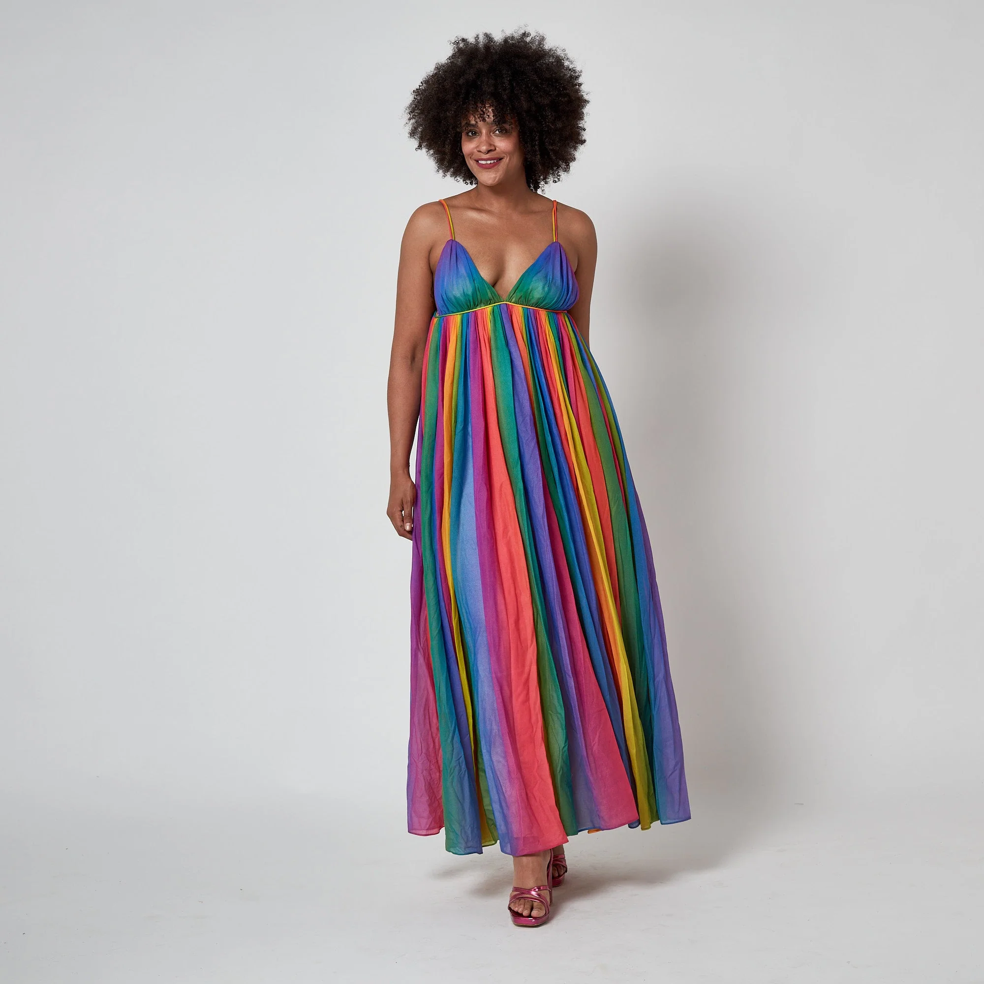 1974 Documented Jean Varon Rainbow Maxi Dress - Image 29