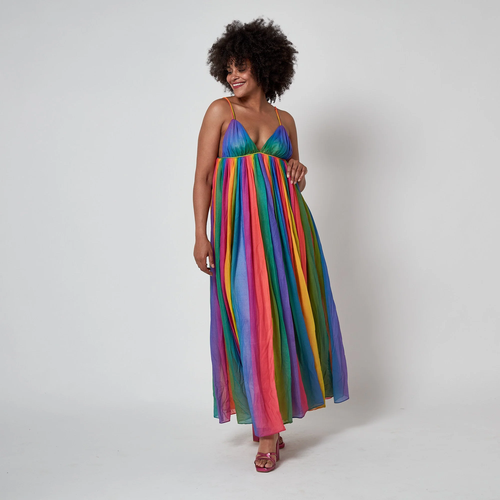 1974 Documented Jean Varon Rainbow Maxi Dress - Image 8