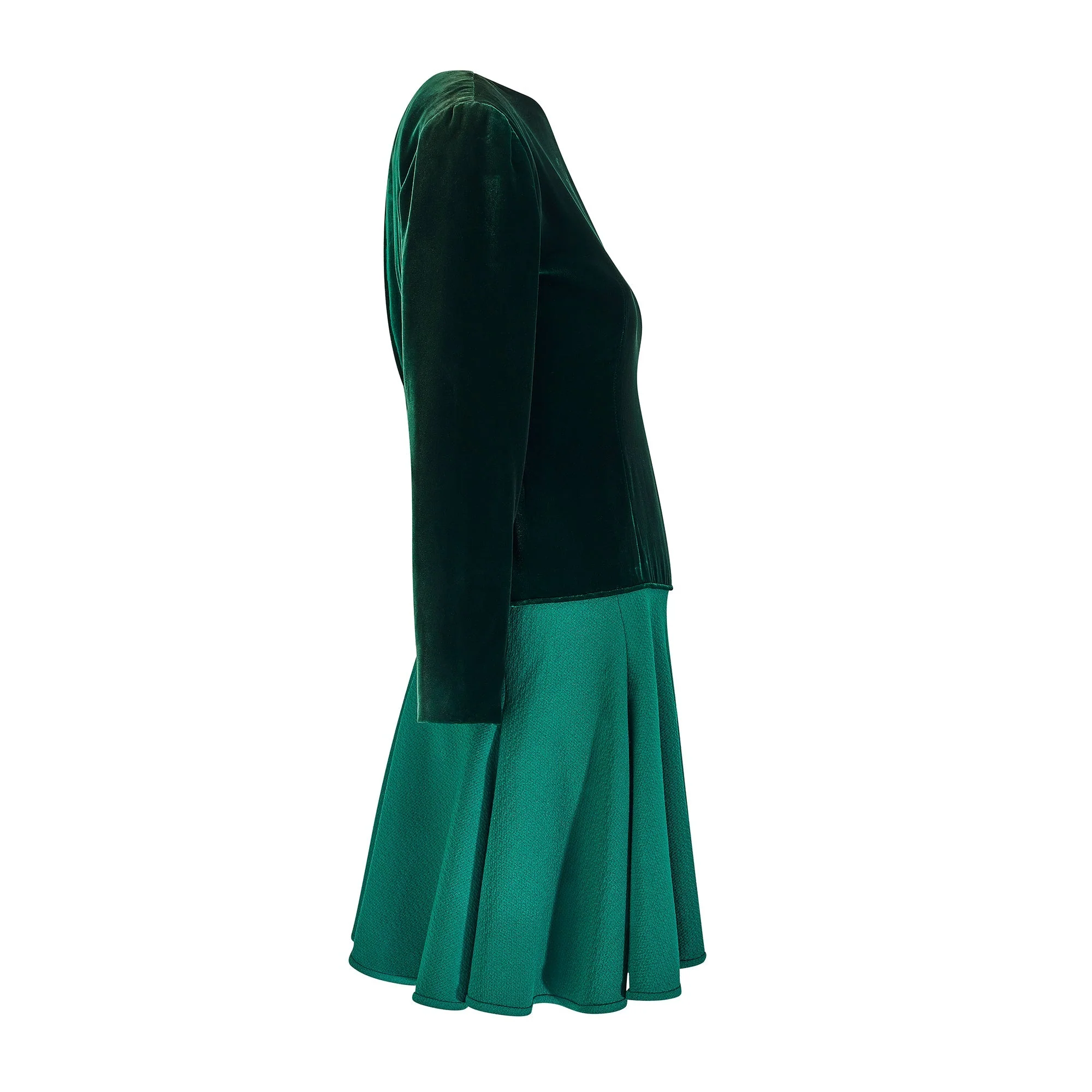1983 Valentino Haute Couture Emerald Green Velvet and Wool Dress - Image 17