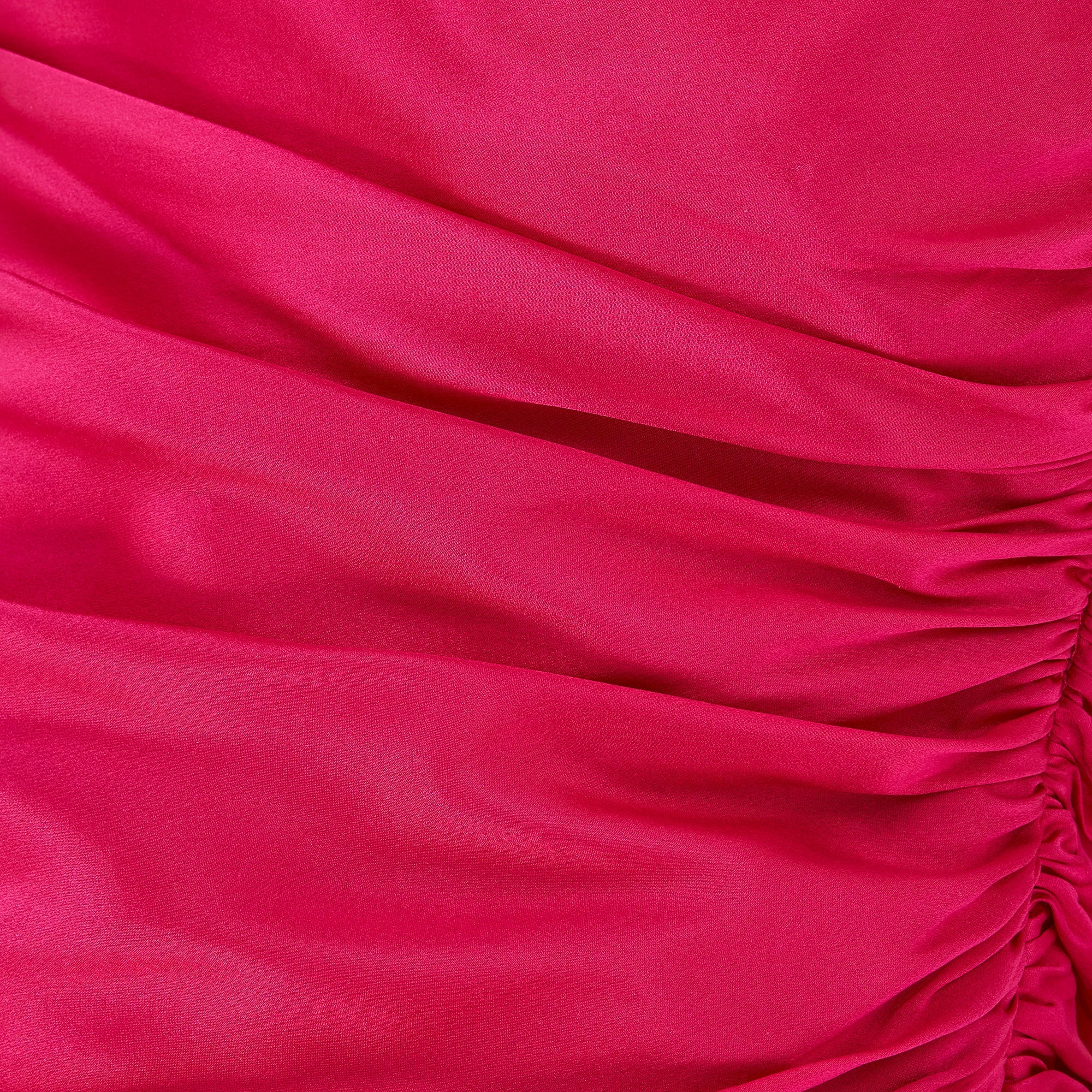 1990s Fuchsia Silk Halter-Neck Midi Dress - Image 4