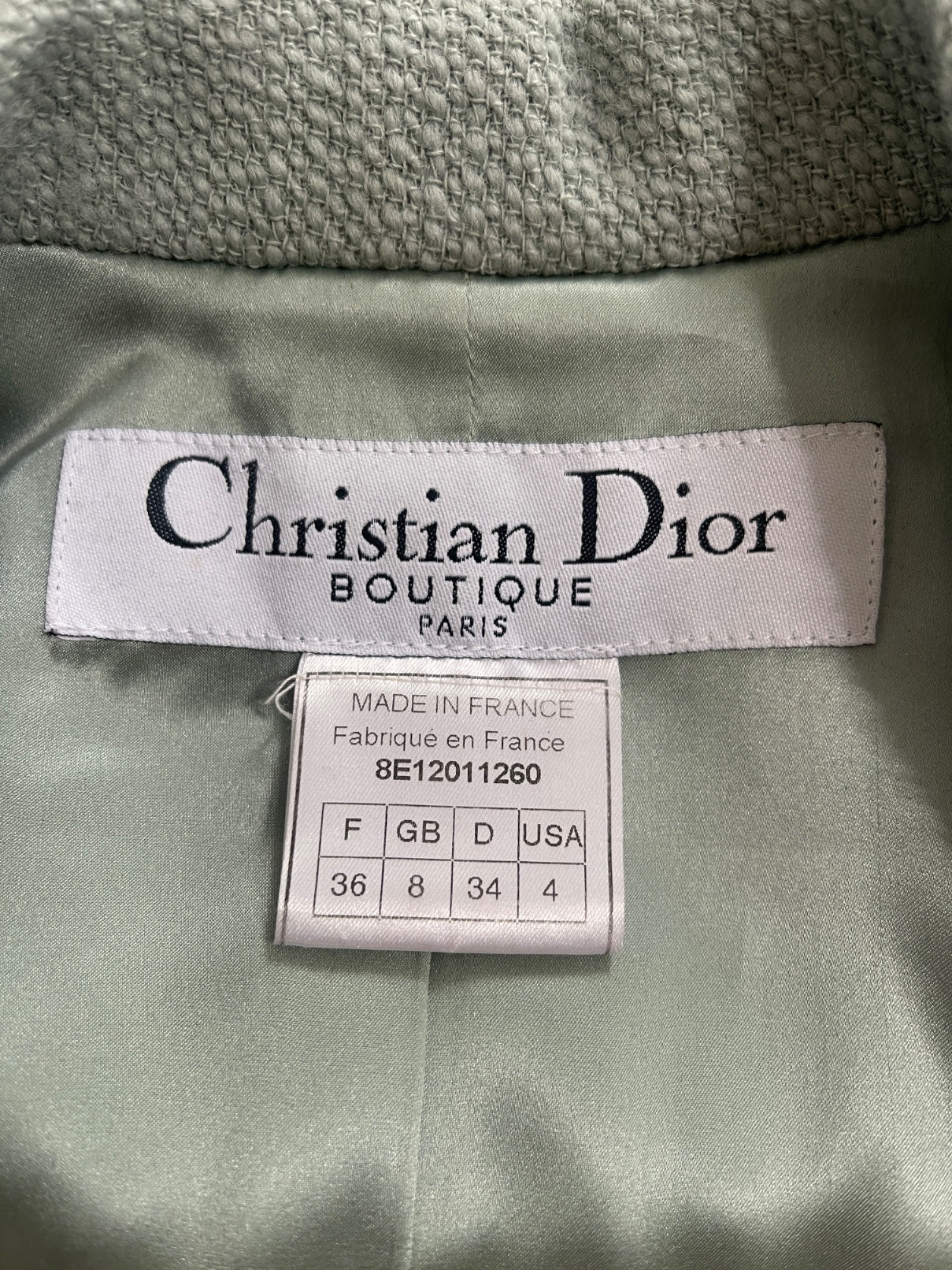 1998 Christian Dior Runway Documented Seafoam Green Elongated Jacket - Image 20