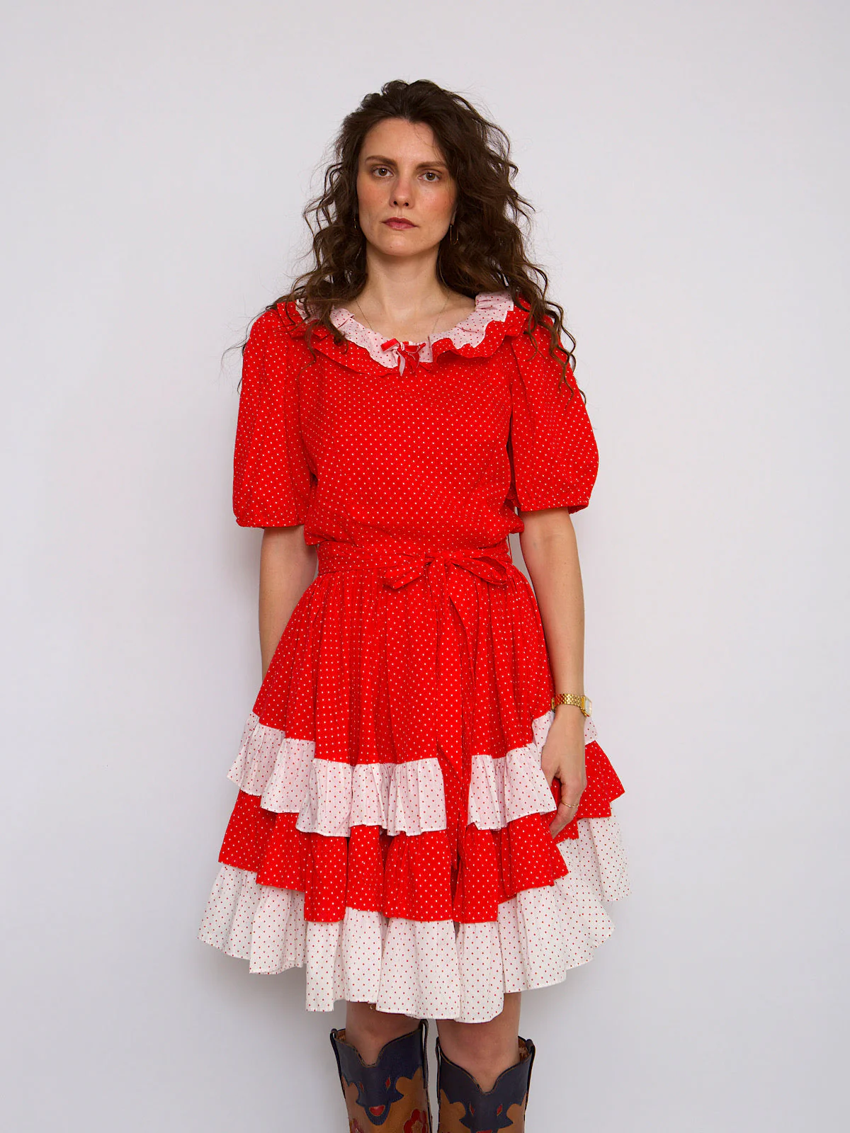 50s Vintage pinup red polka dot dress - Image 12