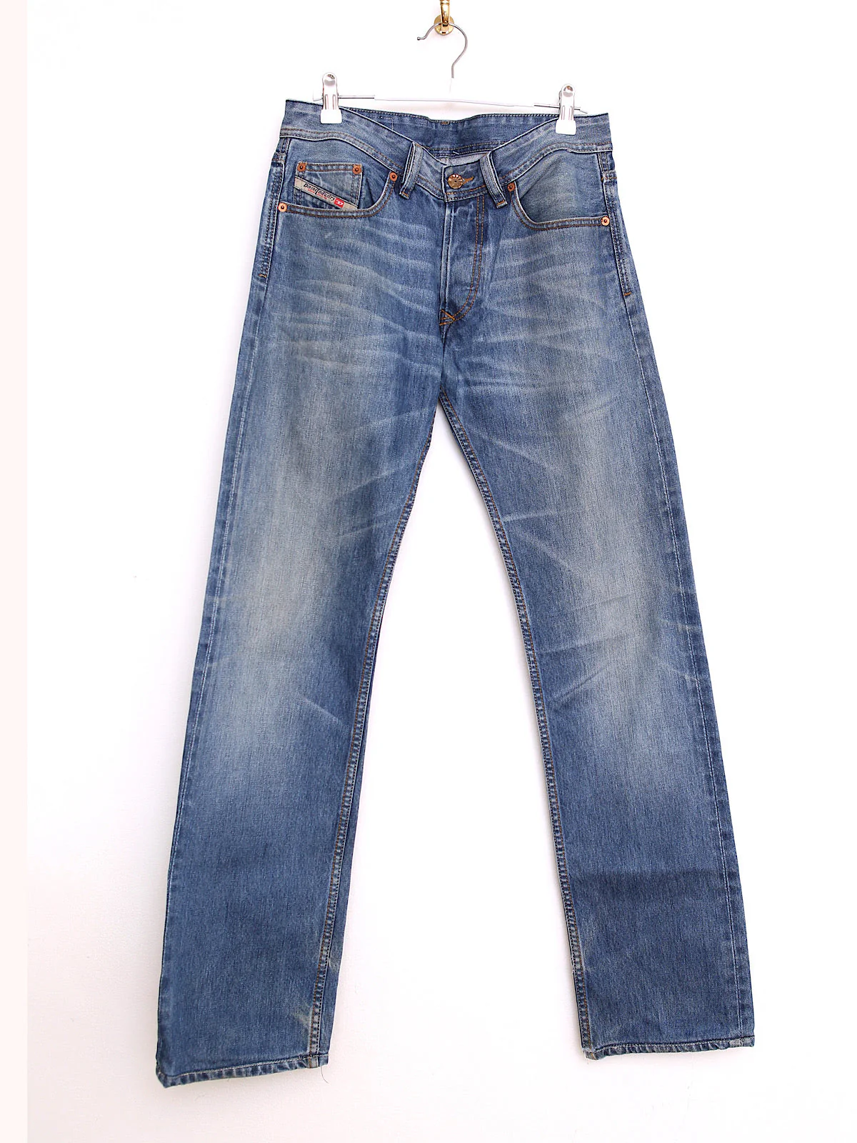 90s vintage Diesel blue denim straight leg mid waist - Image 4