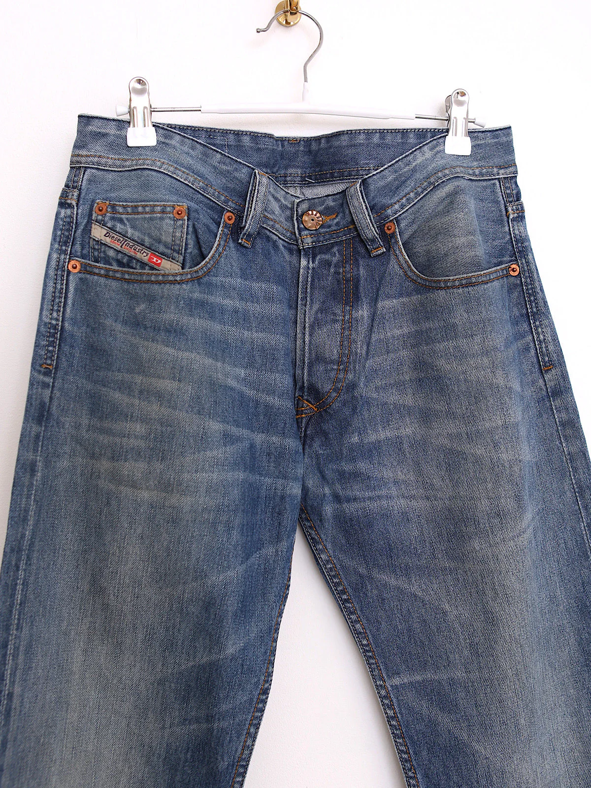 90s vintage Diesel blue denim straight leg mid waist - Image 6