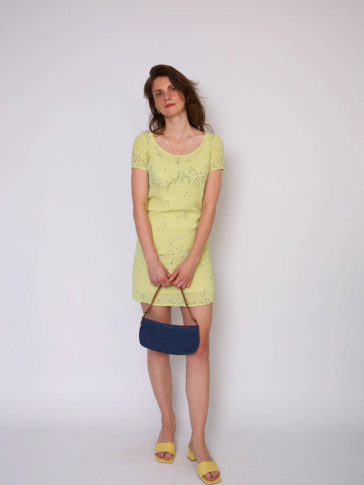 90s vintage mini dress lime colour by Cacharel - Image 3