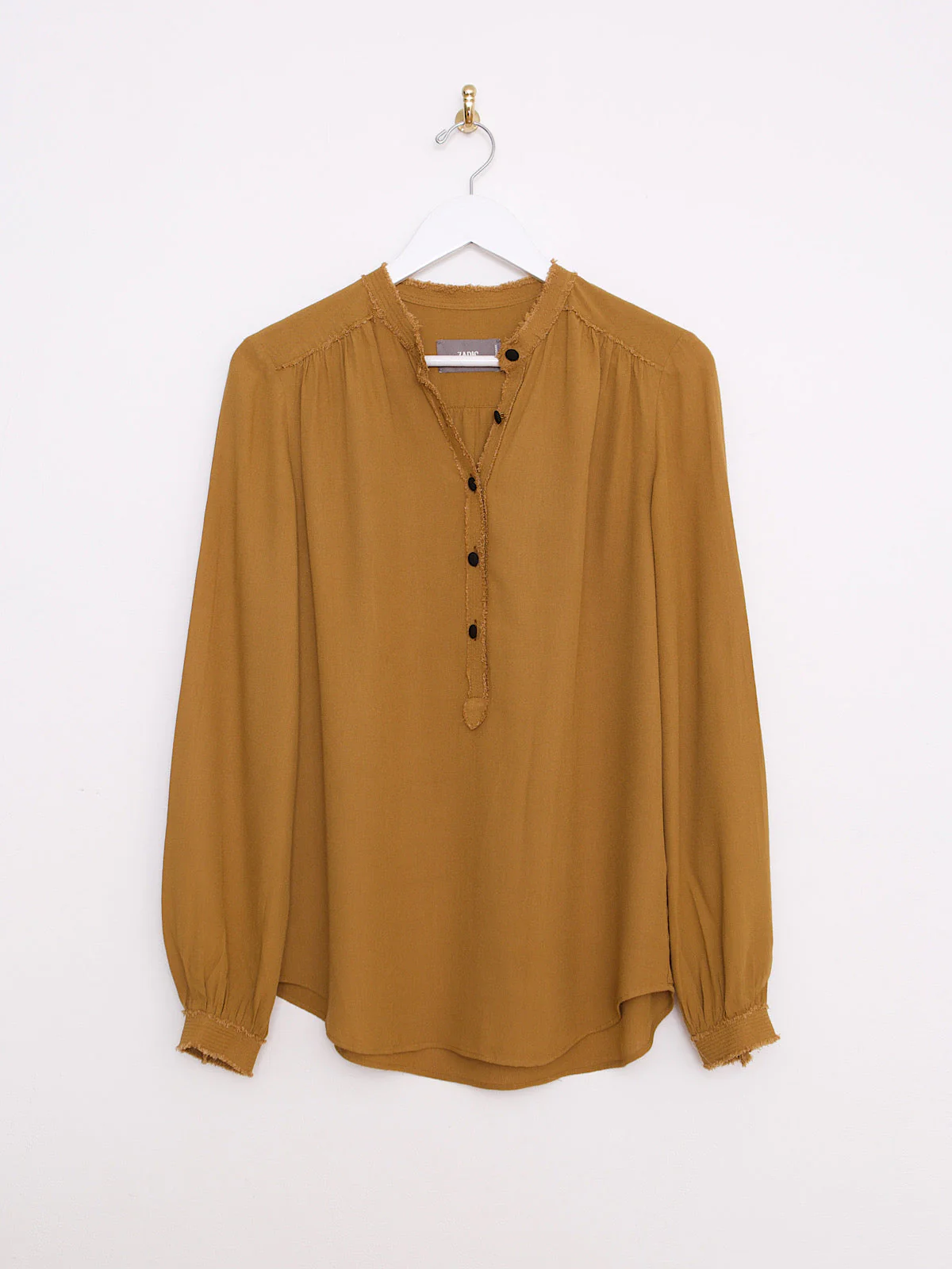 Flowing brown blouse shirt Mao collar by Zadig & Voltaire - Image 11