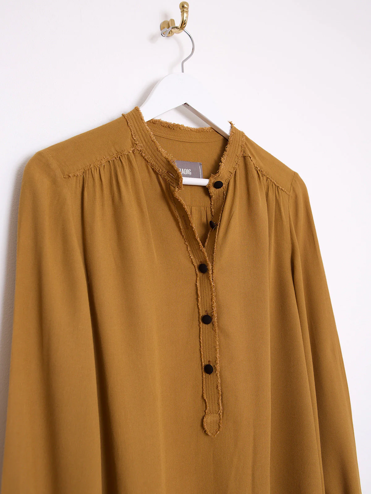 Flowing brown blouse shirt Mao collar by Zadig & Voltaire - Image 18