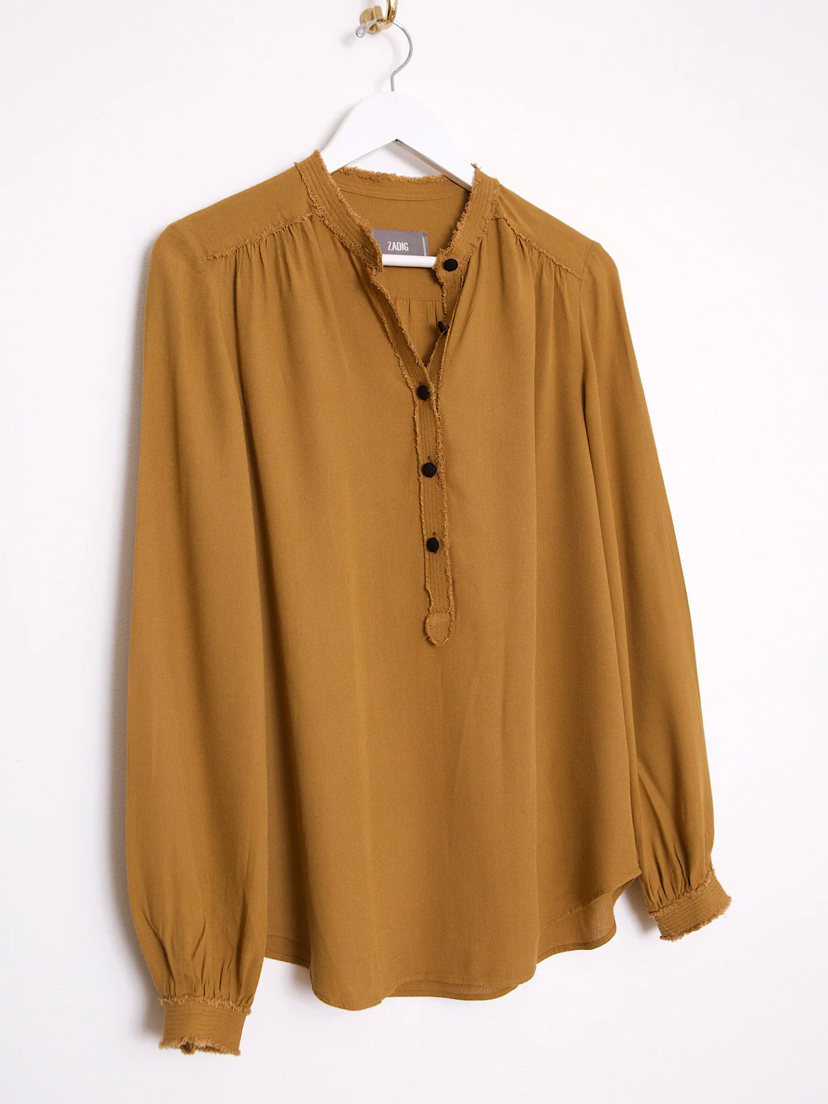 Flowing brown blouse shirt Mao collar by Zadig & Voltaire - Image 22