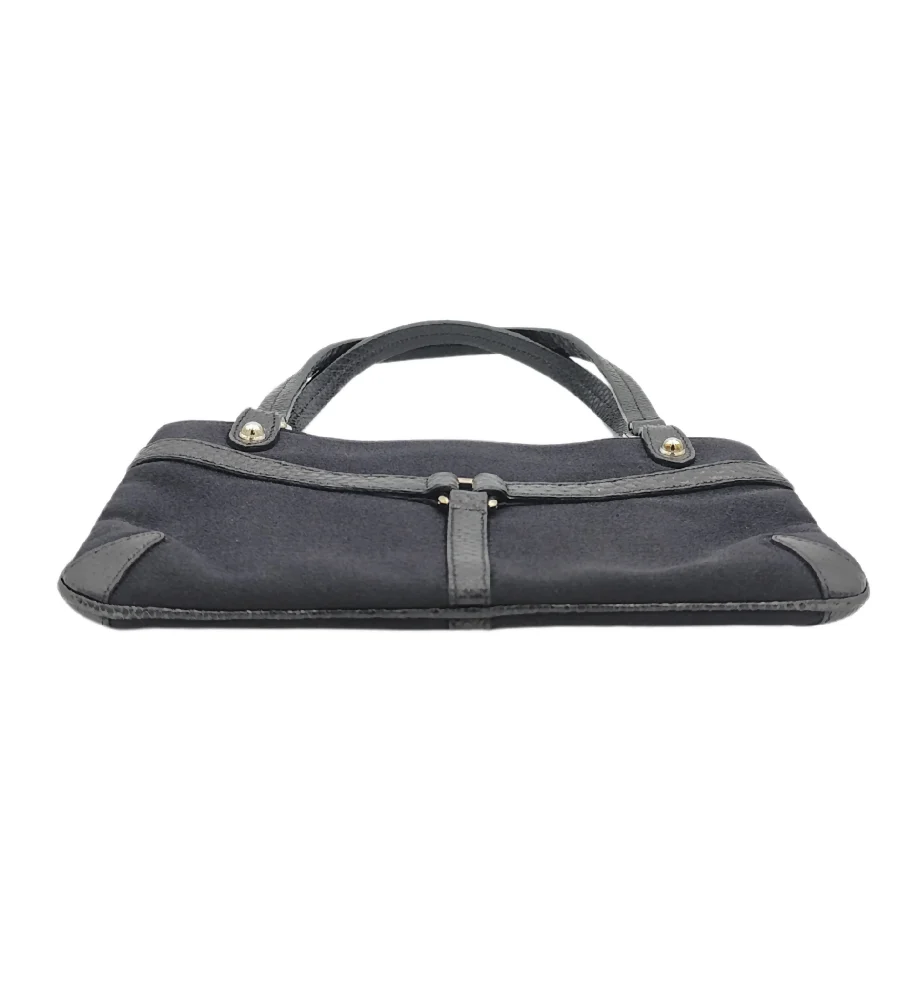 GUCCI BY TOM FORD BLACK SILK AND LIZARD RHINESTONES LOGO REINS THONG MINI BAG - Image 5